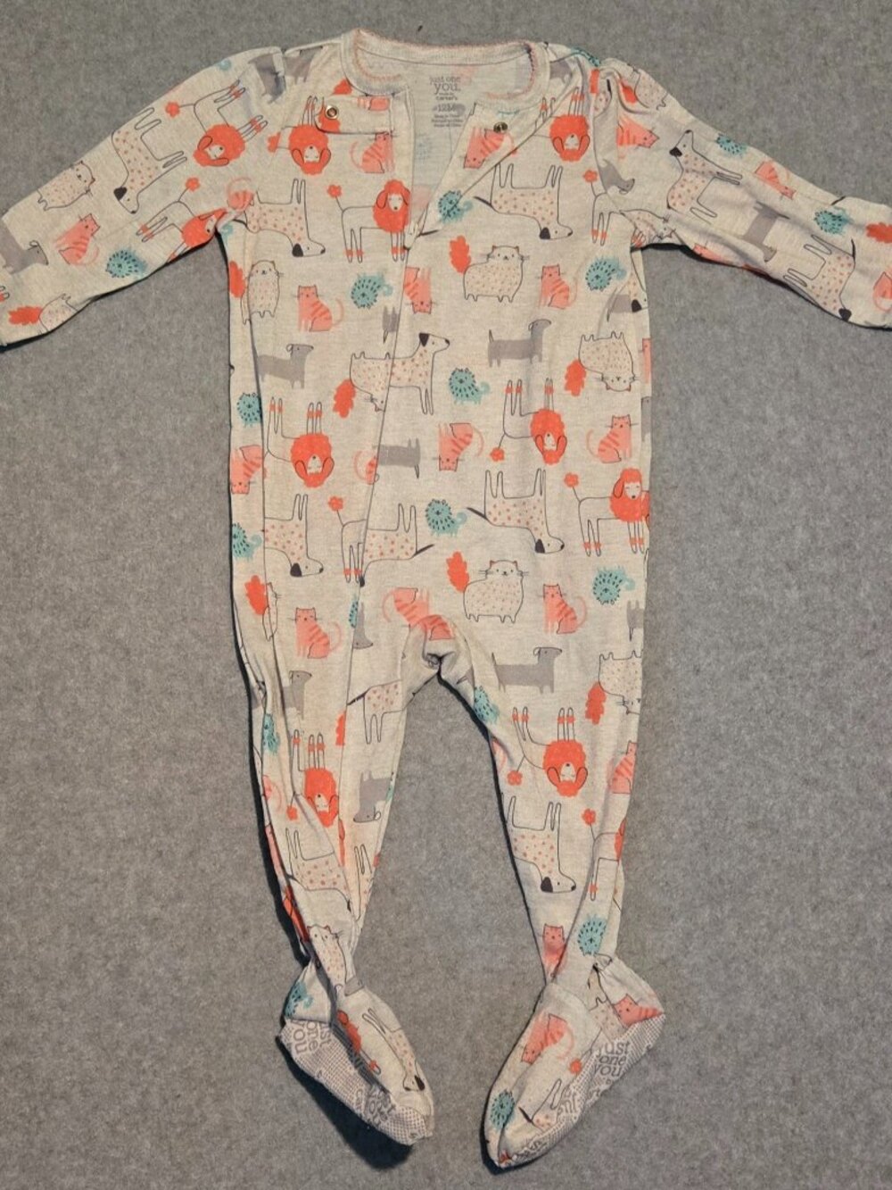 Carter’s Just One You Cats & Dogs Footed Sleeper Zip Pajamas 12 Month Unisex